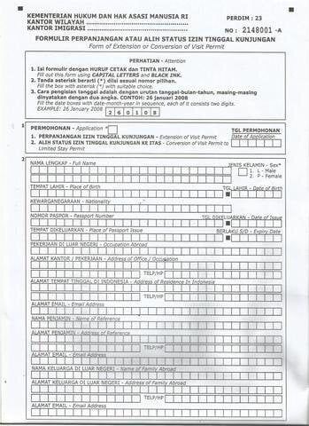 visa extension bali paperwork